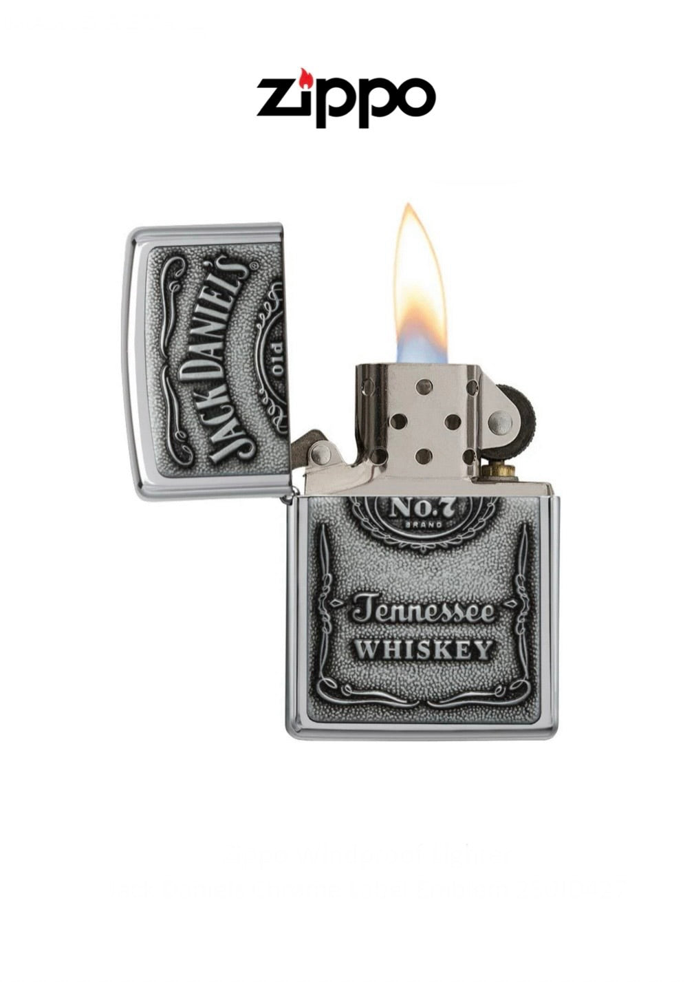 Zippo Lighter Jack Daniels Chrome Label Emblem 250JD427 – Maxis