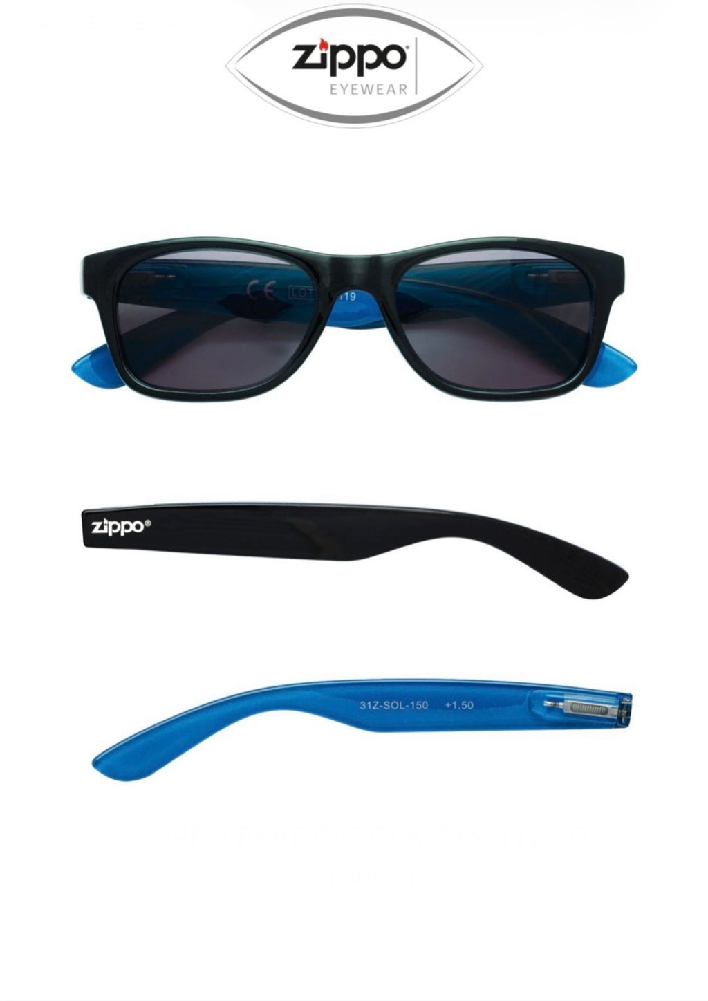 Zippo Reading Glasses 31Z-SOL Smoked lens’ Non-Prescription Italian Design