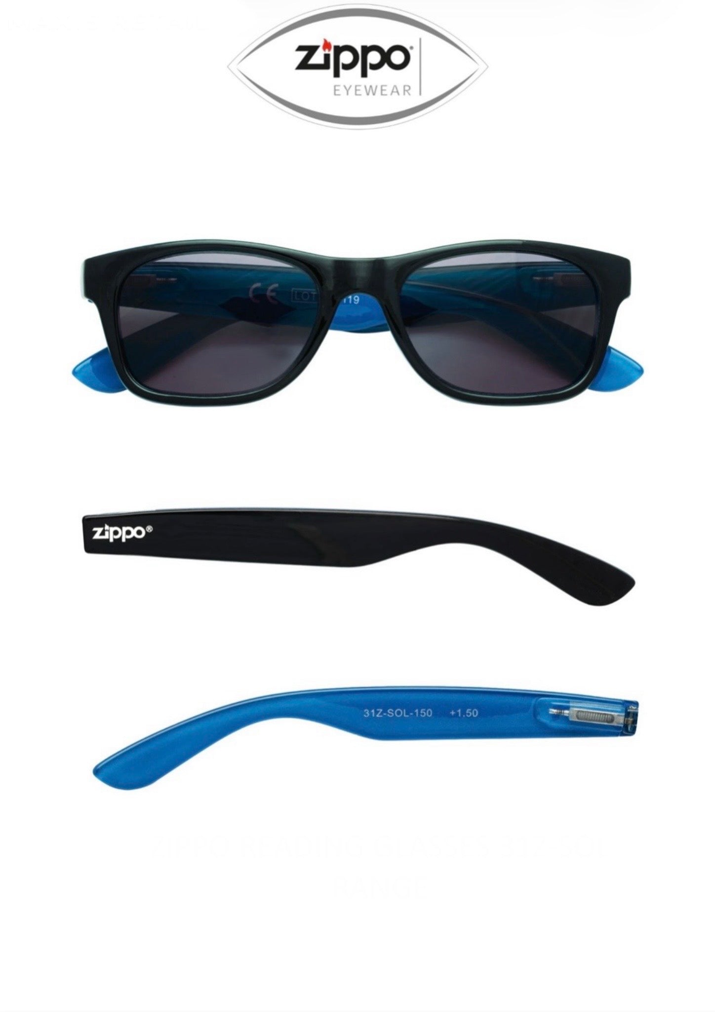 Zippo Reading Glasses 31Z-SOL Smoked lens’ Non-Prescription Italian Design