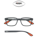 Zippo unisex rectangular non-prescription reading glasses with Italian design, featuring sleek style and clear lenses.