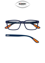 Zippo unisex rectangular reading glasses with Italian design, non-prescription, lightweight frames, shown on a white background.
