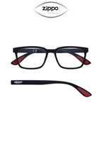 Zippo unisex rectangular reading glasses with Italian design, non-prescription lenses, stylish and lightweight for everyday wear.