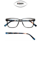 Zippo brand non-prescription reading glasses with Italian design, featuring a sleek frame and clear lenses.