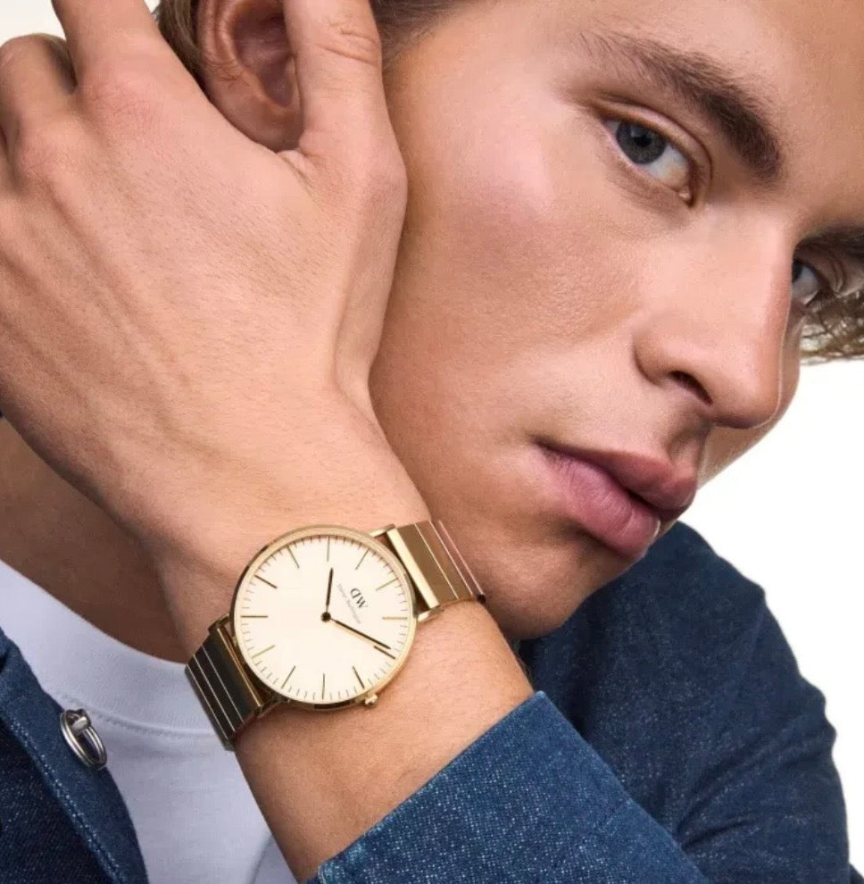 Daniel Wellington Mens Watch Classic Piano Link Gold Unitone DW00100779