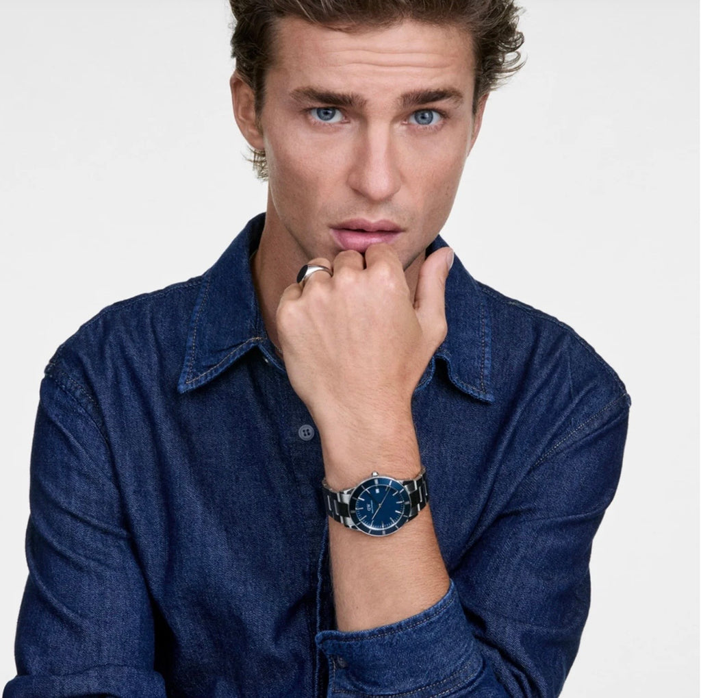 Daniel Wellington Mens Watch Iconic Paradigma Link Blue Enamel DW00100820