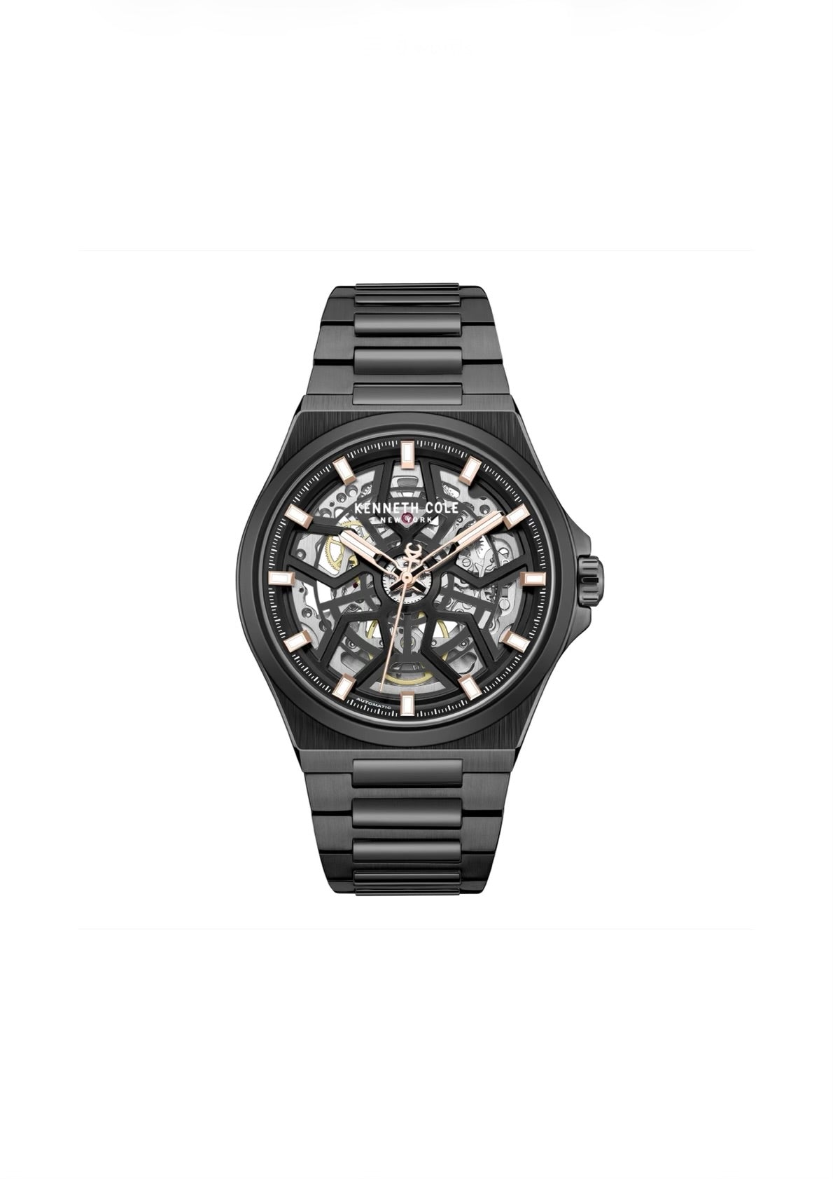 Kenneth Cole Mens Watch Black Skeleton Automatic KCWGY0065303