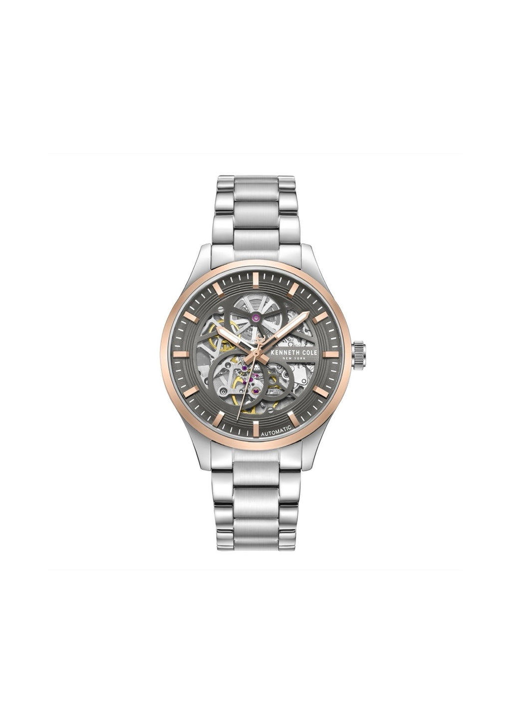 Kenneth Cole Mens Watch Ashton Silver Skeleton Automatic KCWGY0080702