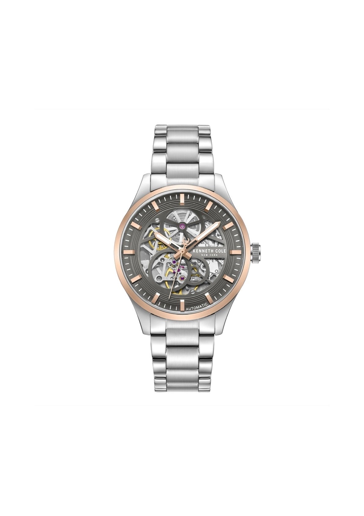Kenneth Cole Mens Watch Ashton Silver Skeleton Automatic KCWGY0080702