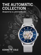 Kenneth Cole Mens Watch Brooklyn Silver Skeleton Automatic KCWGY0064101