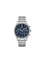 Swiss Military Hanowa men's Airman First Class Swiss-made chronograph watch with black dial and stainless steel band.