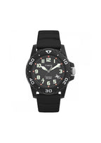 Timex men's divers style watch with black silicone strap and quartz movement, model TW5M61200, displayed on a white background.