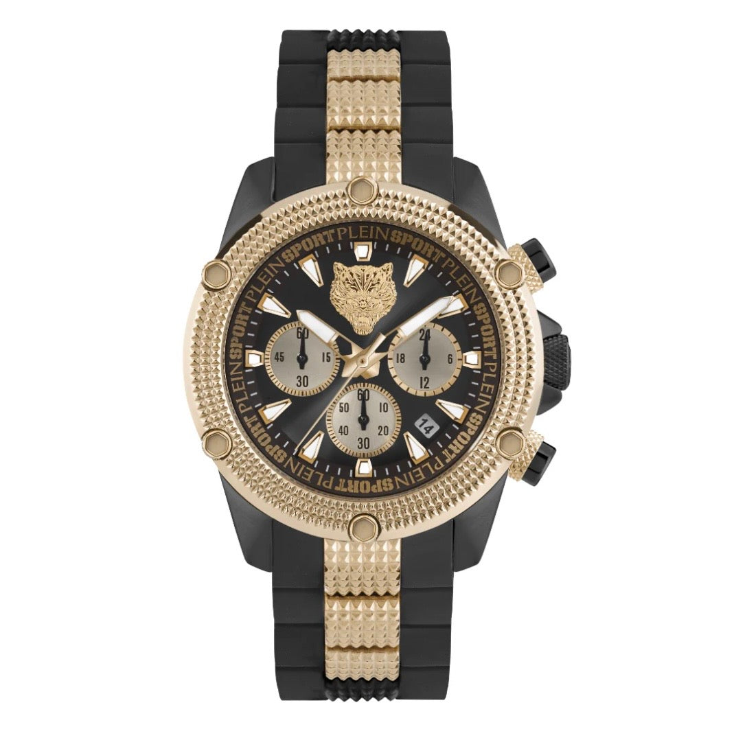 Philipp Plein Sport Watch Mens Hurricane Chronograph Black Dial Black Case Quartz PSDBA0523