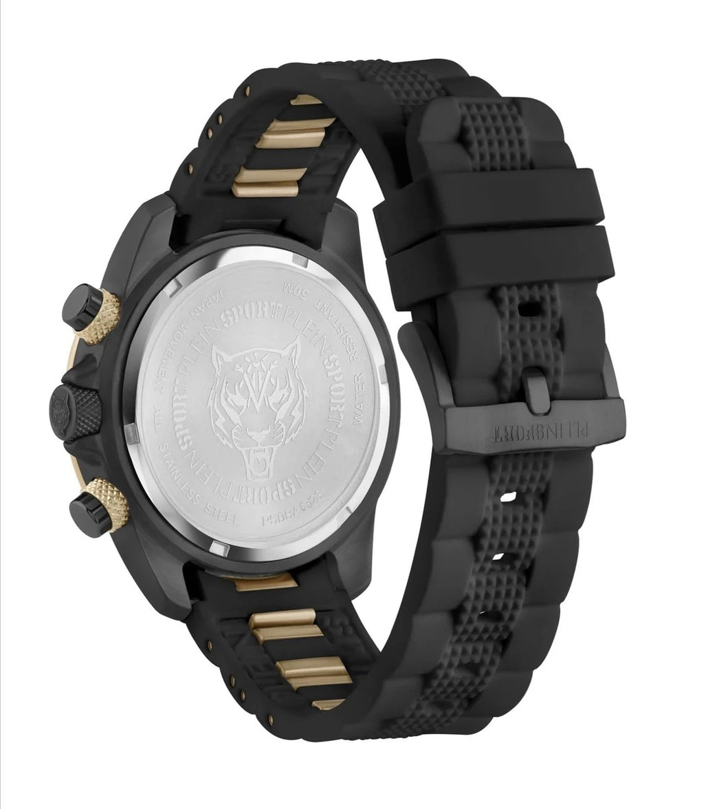 Philipp Plein Sport Watch Mens Hurricane Chronograph Black Dial Black Case Quartz PSDBA0523