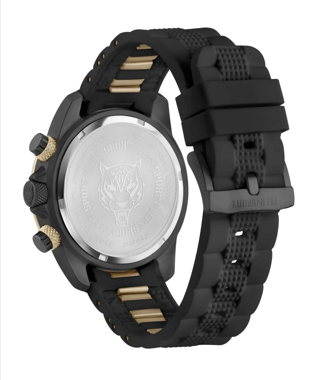 Philipp Plein Sport Watch Mens Hurricane Chronograph Black Dial Black Case Quartz PSDBA0523