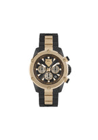 Philipp Plein Sport men's Hurricane chronograph watch with black dial, black case, and quartz movement.