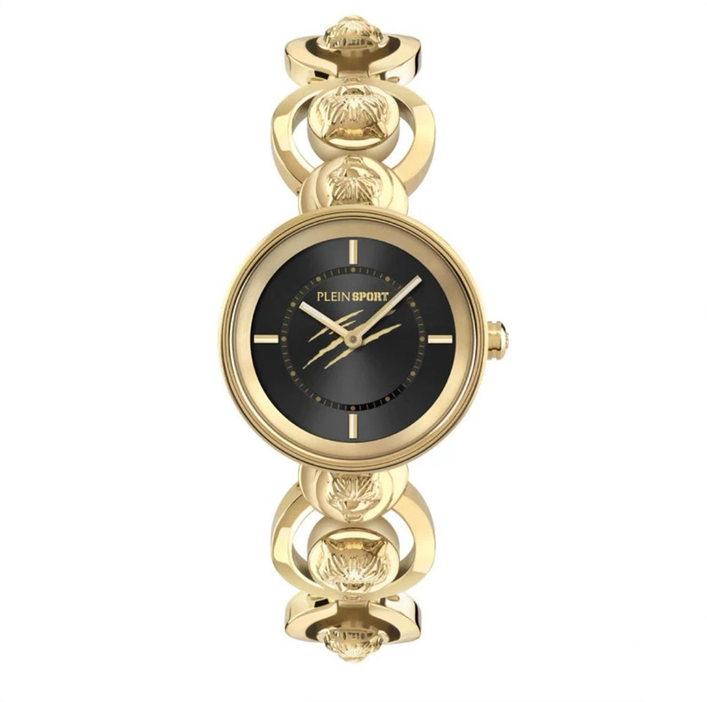 Philipp Plein Sport Watch Ladies Supernova Black Dial Gold Case Quartz PSLEA0524