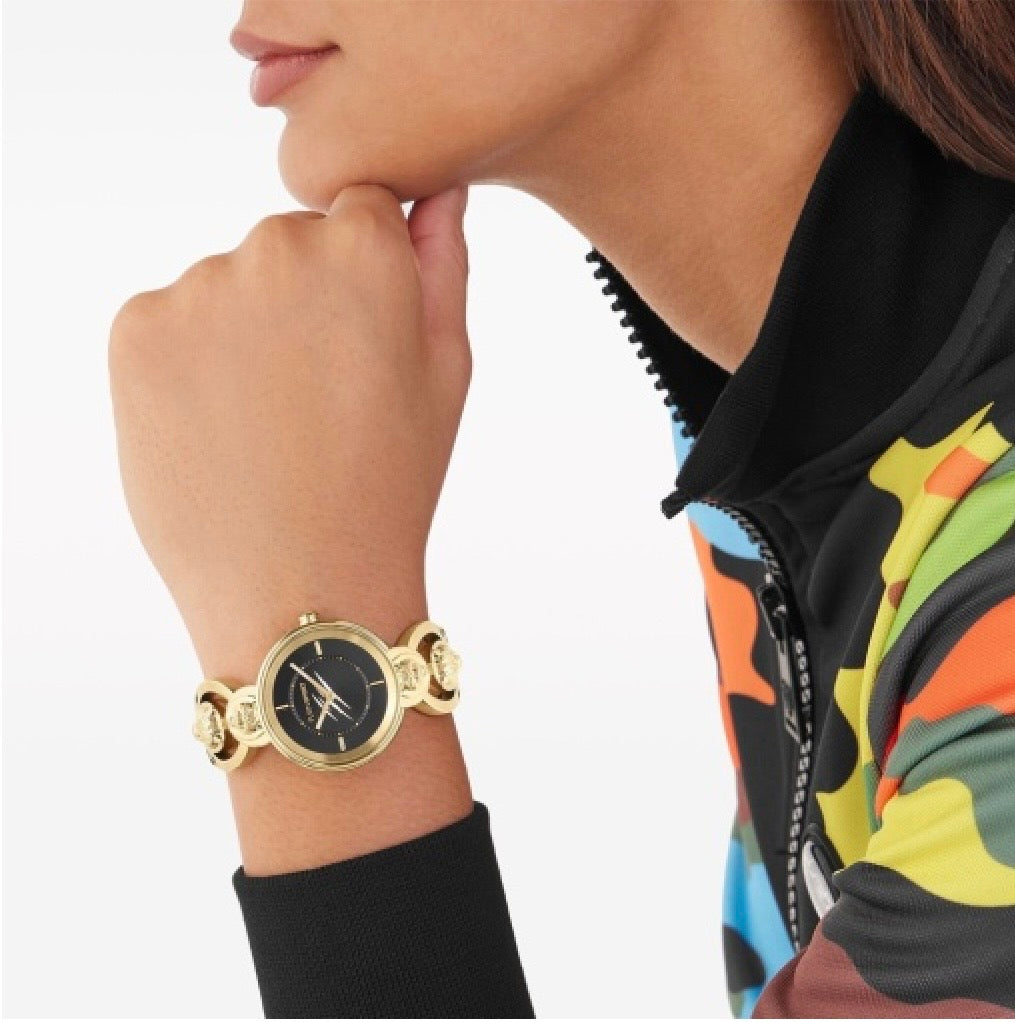 Philipp Plein Sport Watch Ladies Supernova Black Dial Gold Case Quartz PSLEA0524