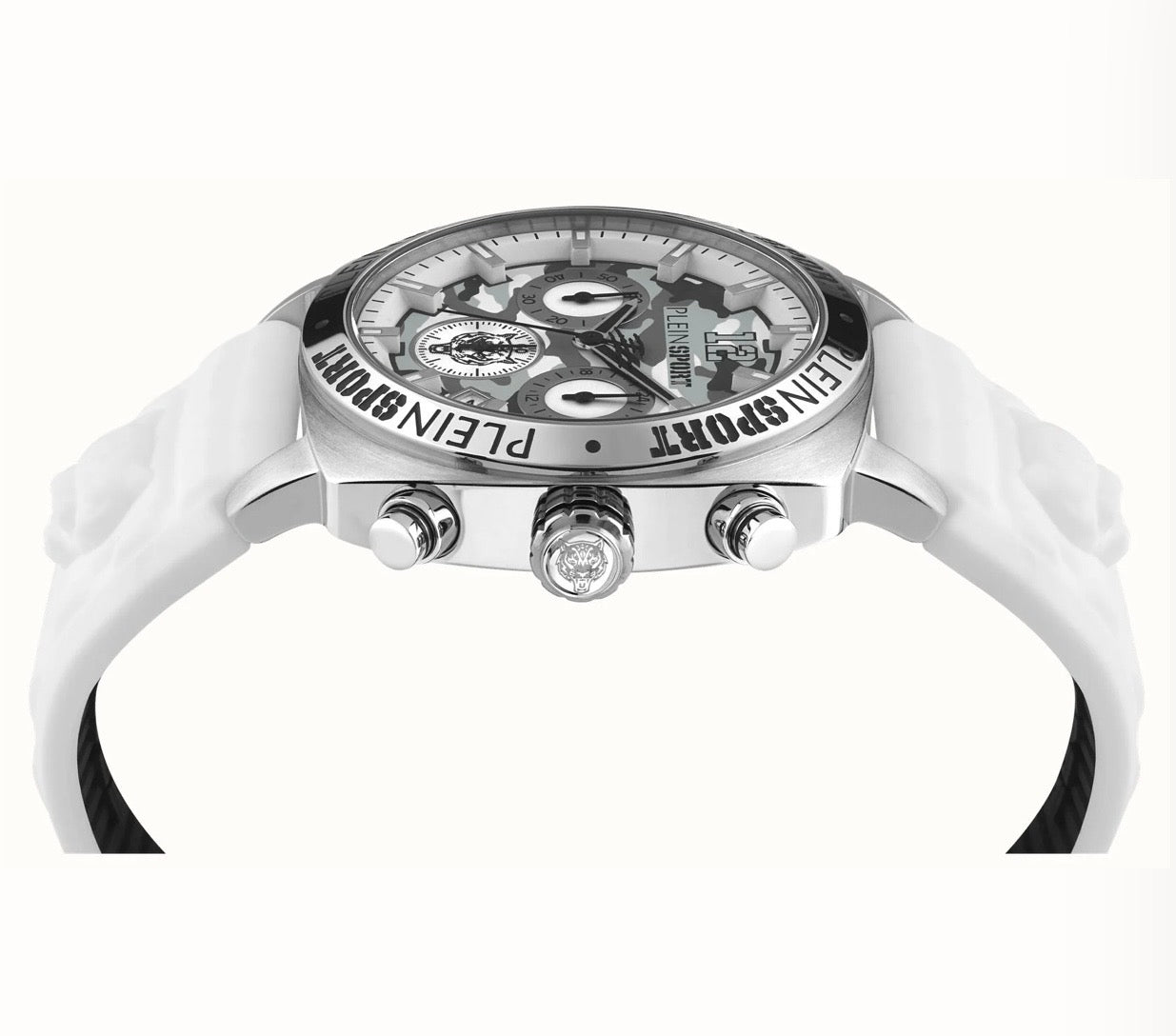 Philipp Plein Sport Watch Mens Wildcat Chronograph White Dial Silver Case Quartz PSGBA0123