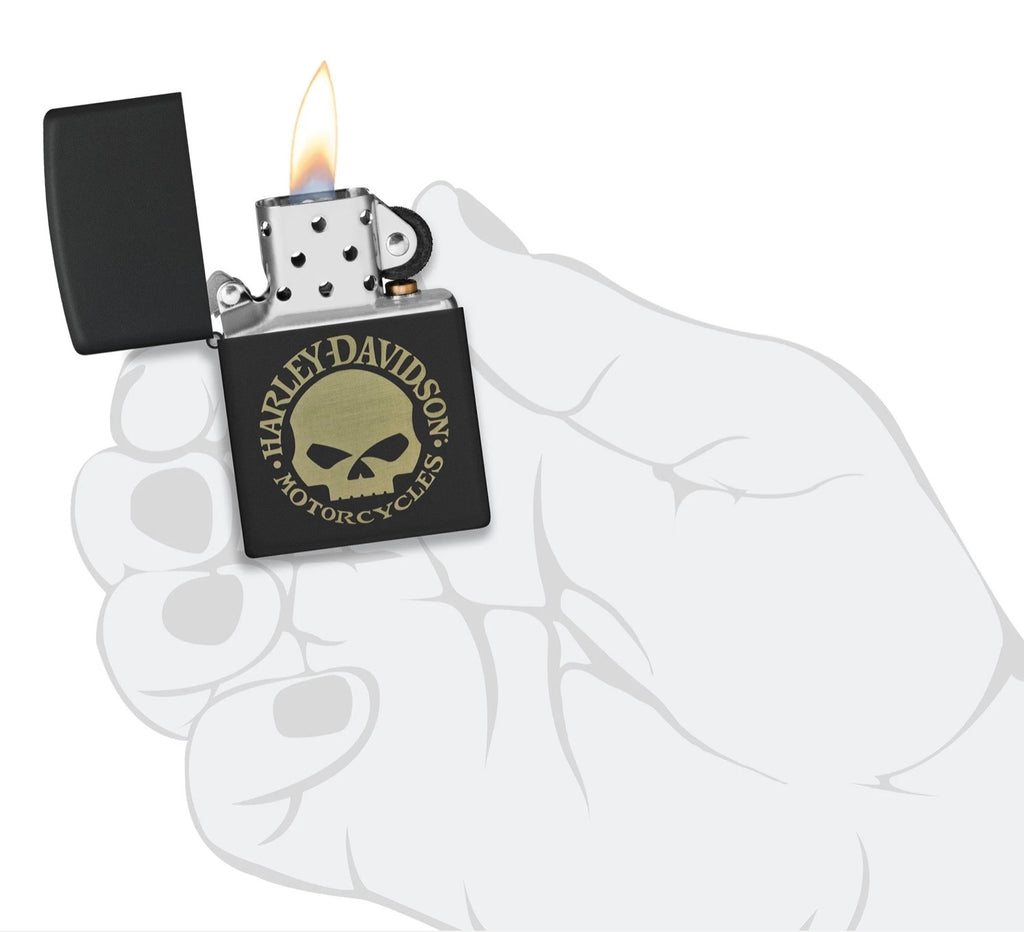 Zippo Lighter Harley Davidson Willie G Skull Design 47102 Windproof
