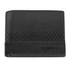 Zippo black leather wallet with carbon fiber pattern, slim design, and multiple card slots for secure storage.