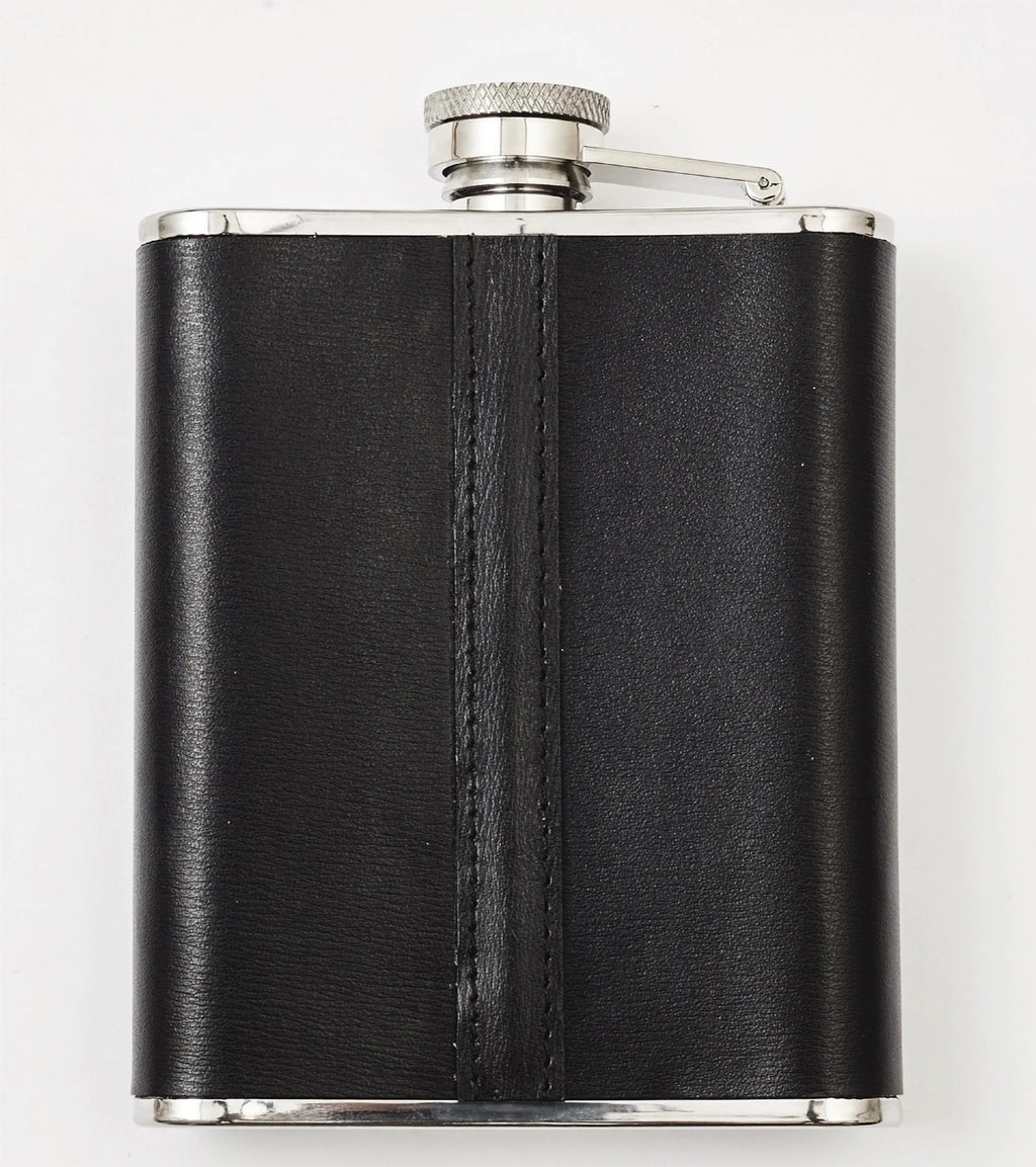 Zippo Black Leather Stainless Steel 6oz Flask 2005269