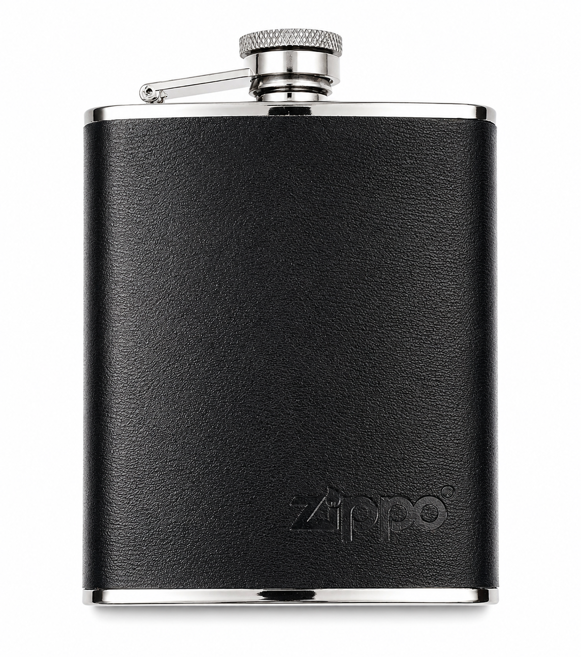 Zippo Black Leather Stainless Steel 6oz Flask 2005269