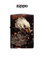 Zippo Harley Davidson limited edition 2026 lighter with detailed Harley logo design on brushed metal surface.