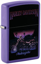 Zippo Lighter Harley Davidson Black Light Motorcycle Design 60007424