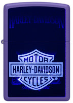 Zippo Lighter Harley Davidson Black Light Motorcycle Design 60007424