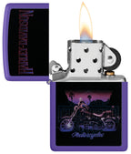 Zippo Lighter Harley Davidson Black Light Motorcycle Design 60007424