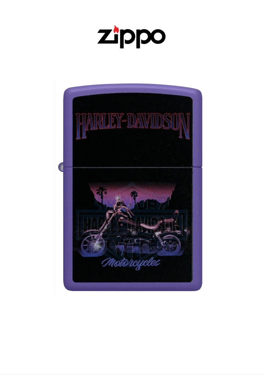 Zippo Lighter Harley Davidson Black Light Motorcycle Design 60007424