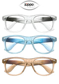 Zippo sunglasses OS-G1 range with photochromic lenses and UV400 protection, featuring sleek black frames and tinted lenses.