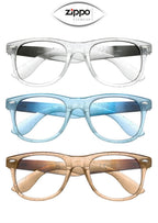Zippo sunglasses OS-G1 range with photochromic lenses and UV400 protection, featuring sleek black frames and tinted lenses.