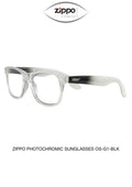 Zippo unisex photochromic sunglasses with UV400 protection, black frame and tinted lenses, designed for versatile outdoor wear.
