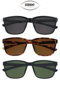 Zippo sunglasses OB224 range with UV400 protection, featuring stylish black frames and dark tinted lenses.