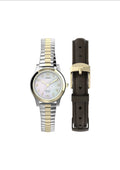 Timex Ladies Essex Ave Watch Set TWG063400 featuring a sleek watch with a silver-tone band and elegant dial design.