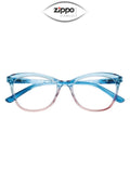 Zippo brand reading glasses in a sleek design with clear lenses, labeled as Zippo Non-Prescription Reading Glasses 31Z-G10.