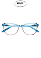 Zippo brand reading glasses in a sleek design with clear lenses, labeled as Zippo Non-Prescription Reading Glasses 31Z-G10.