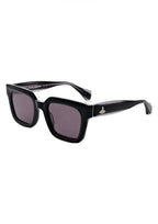 Black Vivienne Westwood Carey sunglasses for women, featuring classic design and bold frames, shown on a plain background.
