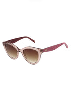 Ted Baker Maja pale pink women's sunglasses with rounded frames and tinted lenses, stylish accessories for sunny days.