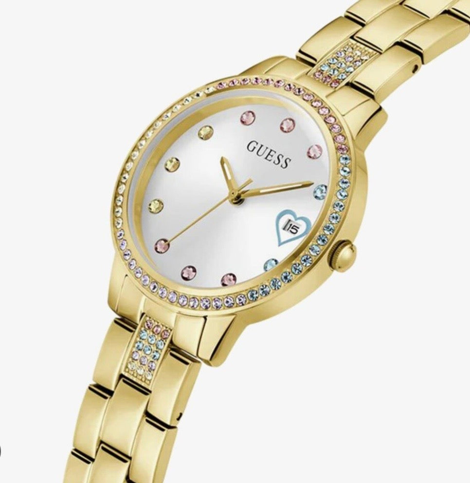 Guess Womens Three of Hearts Watch Gold GW0657L2