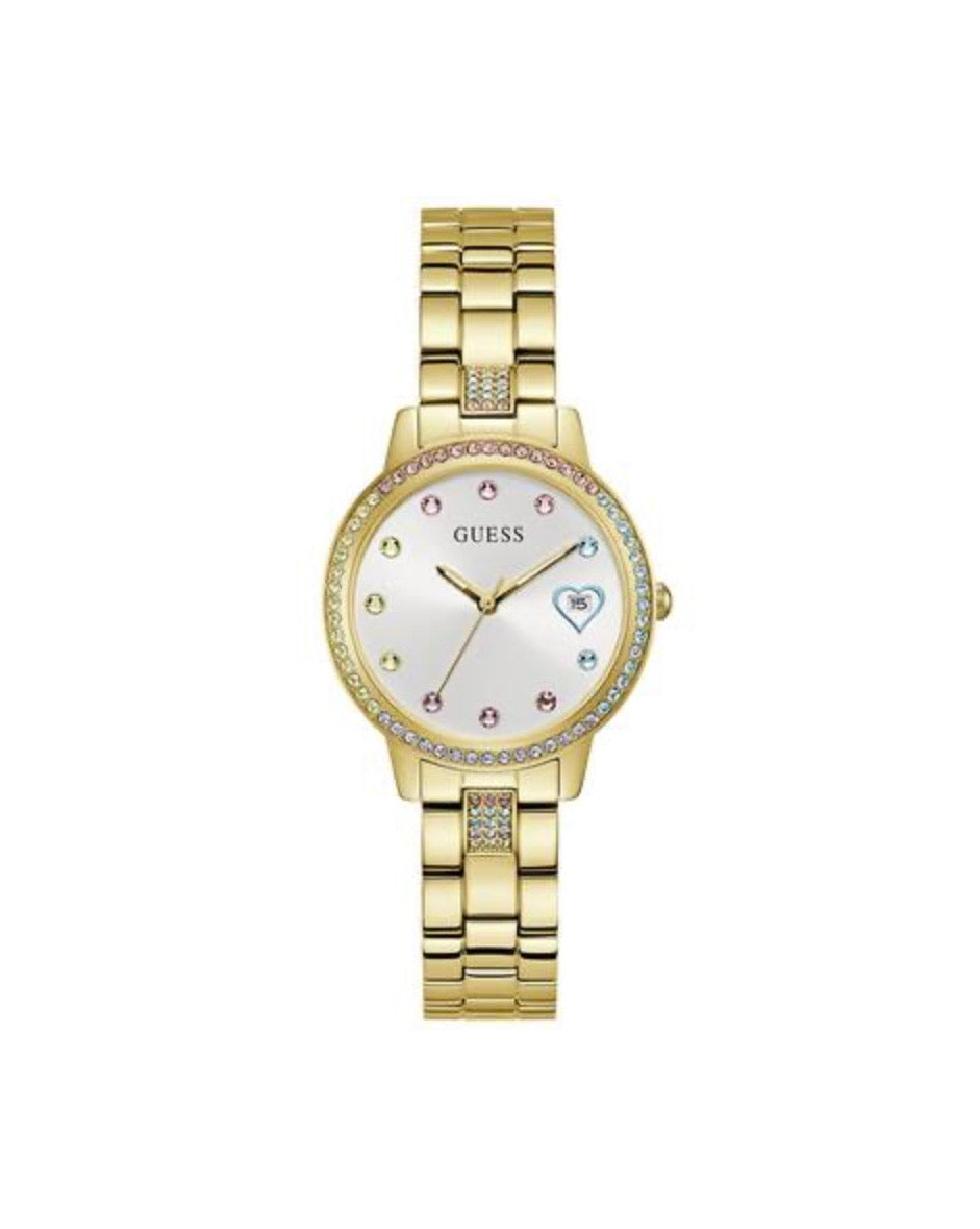 Guess Womens Three of Hearts Watch Gold GW0657L2
