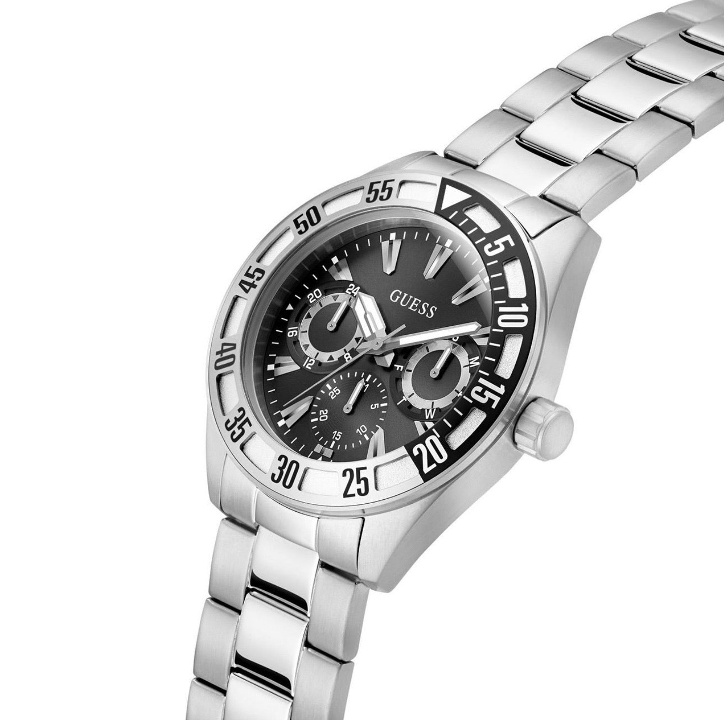 Guess Mens Letterman Watch Silver GW0904G1