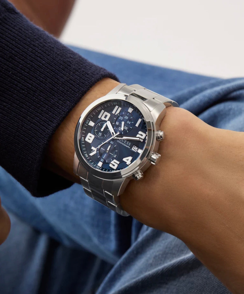 Guess Mens Atticus Trend Chronograph Watch Silver GW0917G1