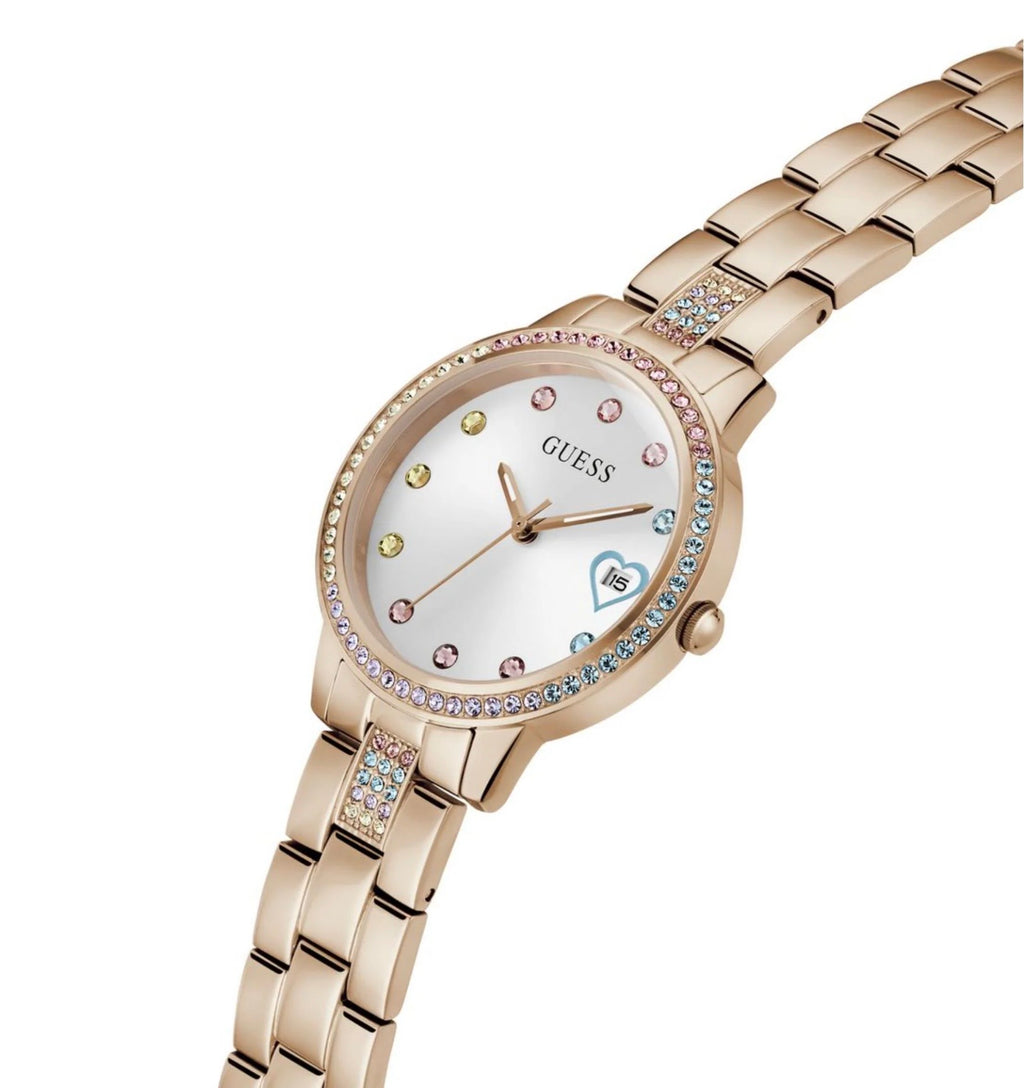 Guess Womens Three of Hearts Watch Rose Gold GW0657L3