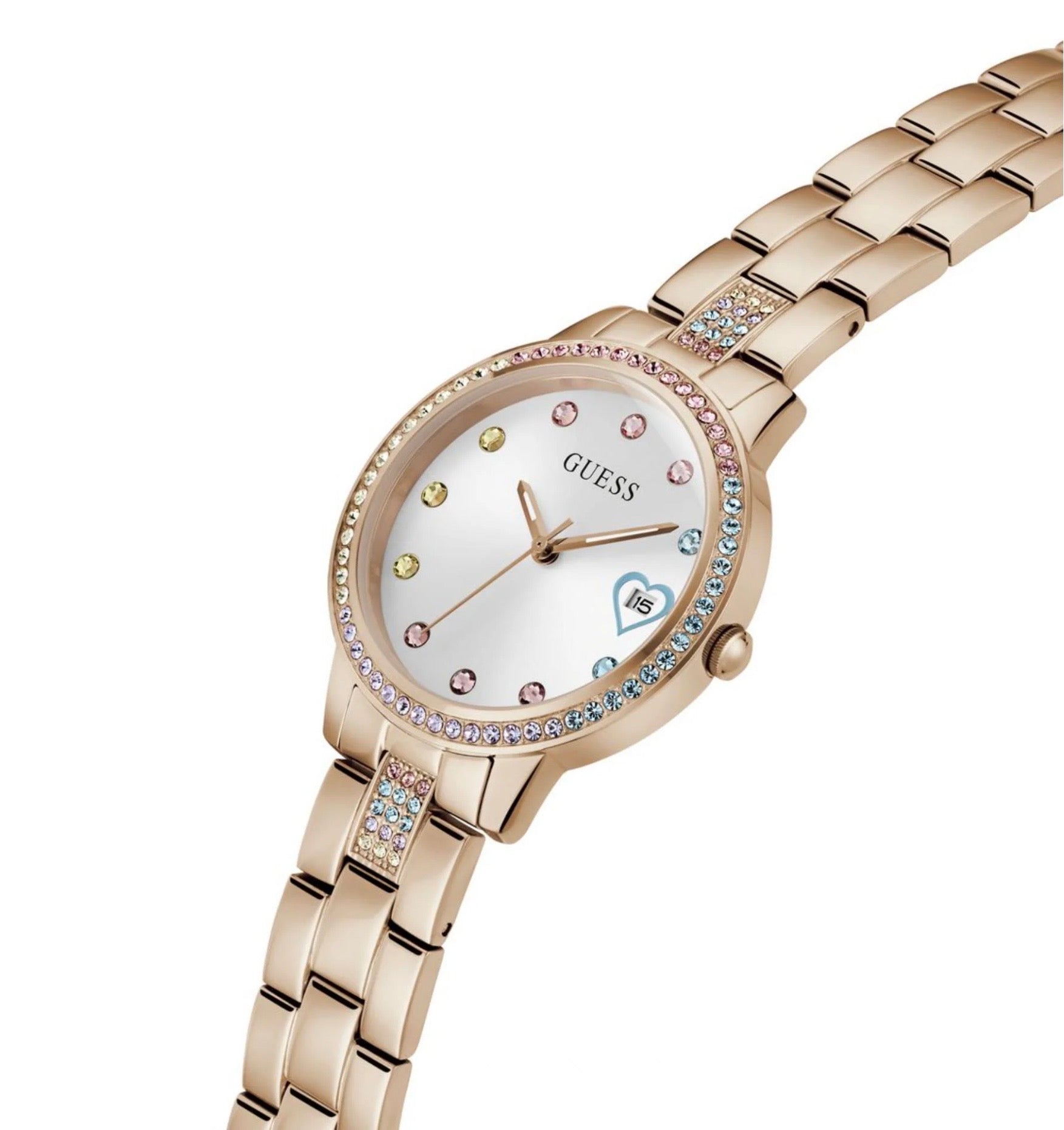 Guess Womens Three of Hearts Watch Rose Gold GW0657L3
