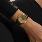 Guess Womens Lady Idol Gold Tone Glitter Crystal Watch GW0605L2