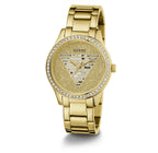 Guess Womens Lady Idol Gold Tone Glitter Crystal Watch GW0605L2