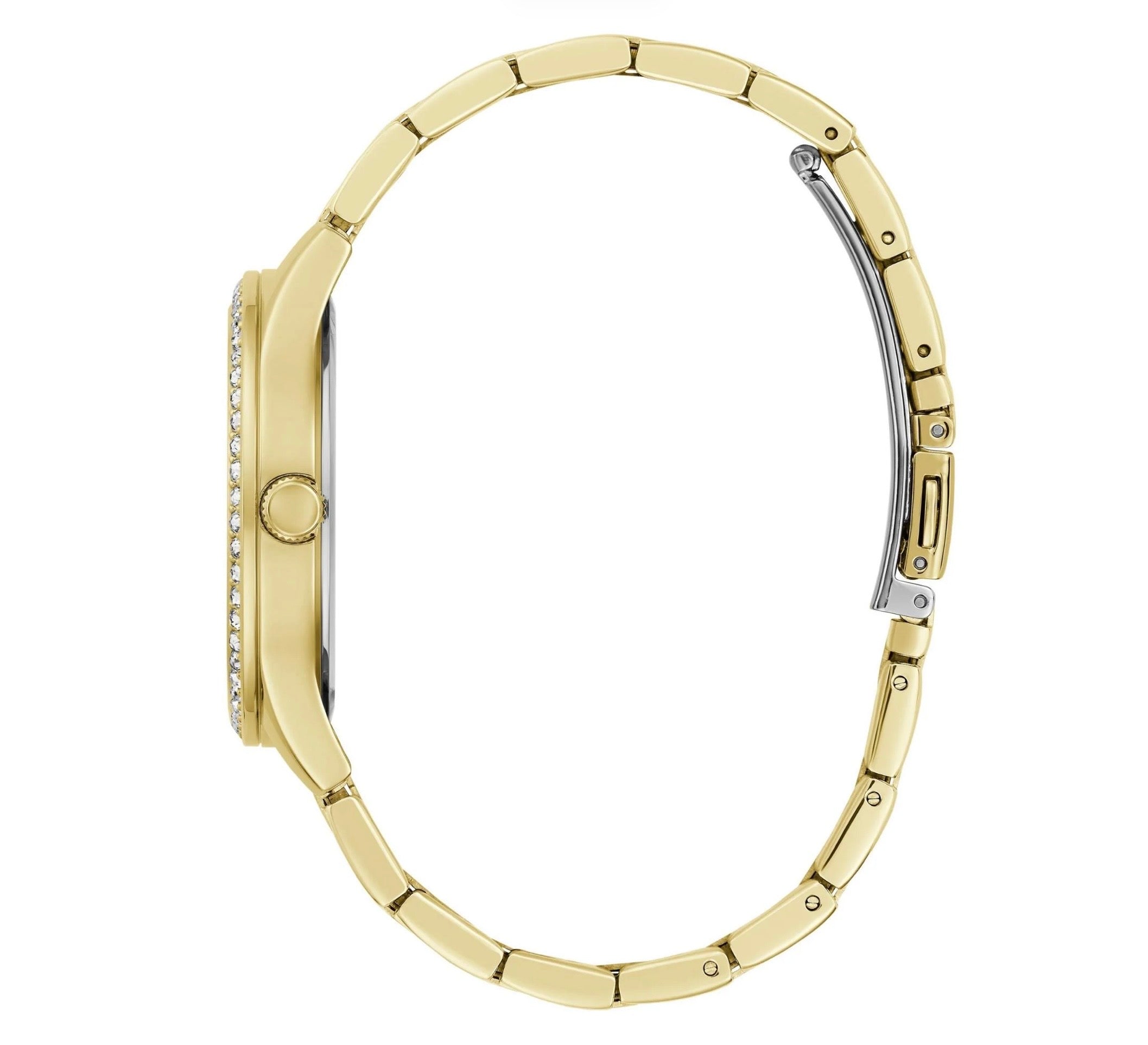 Guess Womens Lady Idol Gold Tone Glitter Crystal Watch GW0605L2