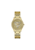 Guess Womens Lady Idol Gold Tone Glitter Crystal Watch GW0605L2